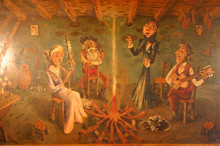 Chez F�lix, la fresque de la salle du petit-d�jeuner.